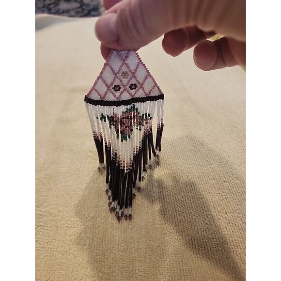 ART DECO Handmade Micro Bead Flapper/Native Amer. Glass Beaded Necklace 17" long - Picture 6 of 14